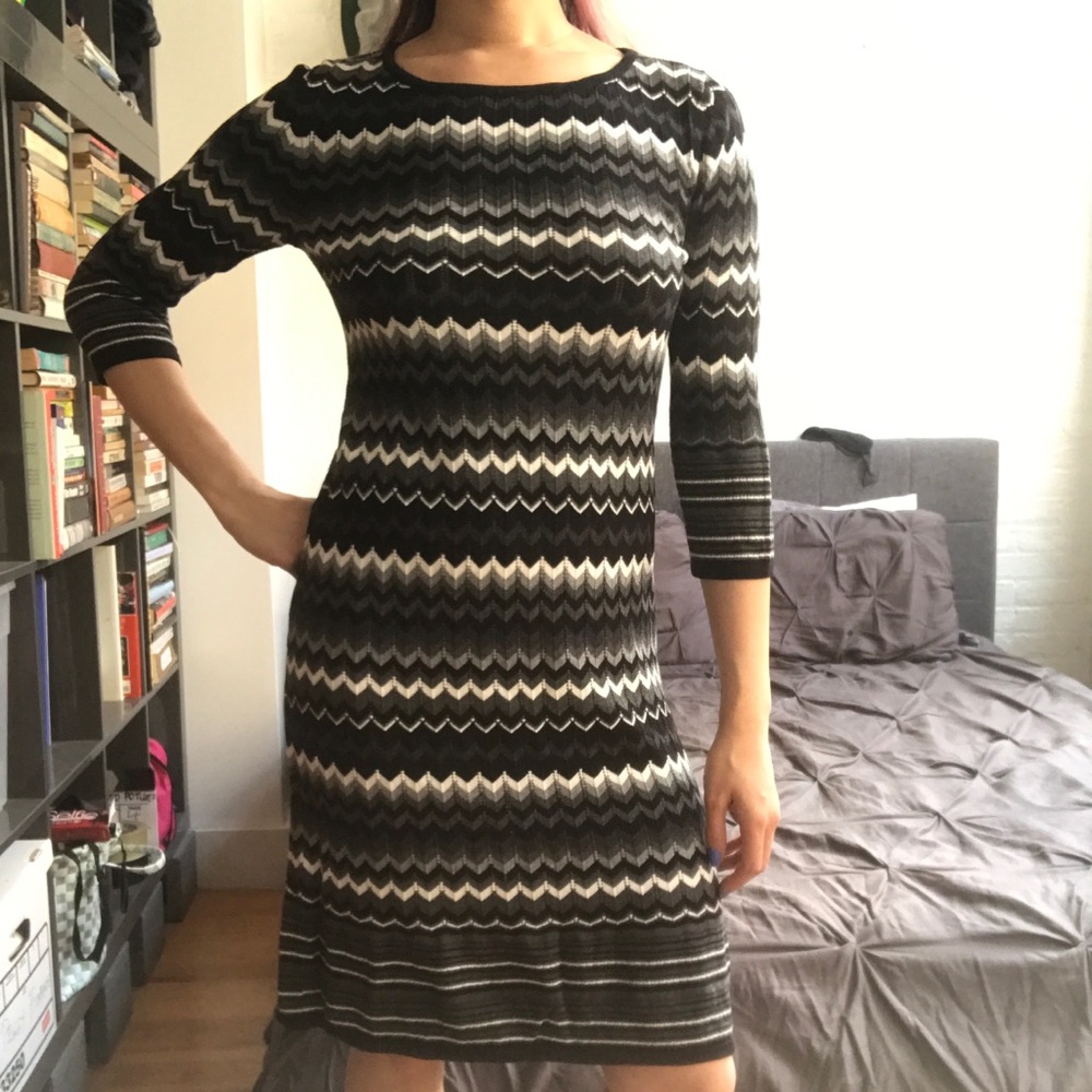 Spense long sleeved chevron sweater dress